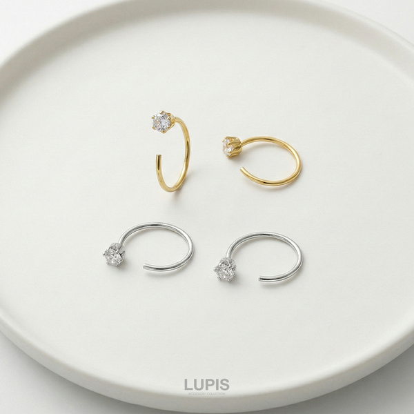 luijewelry lui jewelry スモーリスト フープピアス ソリティアストーンキャッチレスフープピアス - ピアスを激安で通販