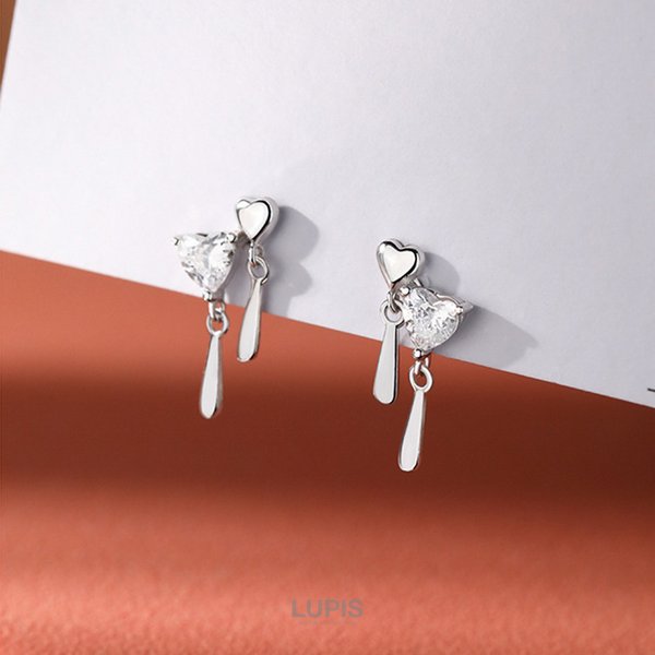 2連ハート×ドロップピアス -激安ピアスの通販販売-ルピス(LUPIS)