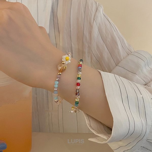 フラワー×ハートビーズブレスレット - ブレスレットを激安で通販販売