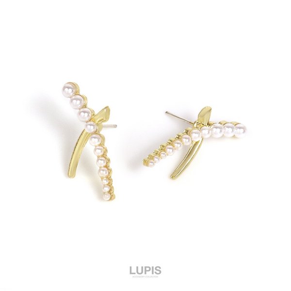 断捨離さま専用　6 11号から13号 ロングスリーブ　オパールピアス パール×メタルカーブラインクロスピアス -激安ピアスの通販販売-ルピス