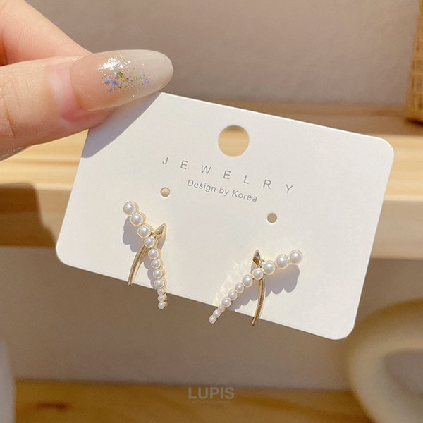 パール×メタルカーブラインクロスピアス -激安ピアスの通販販売-ルピス