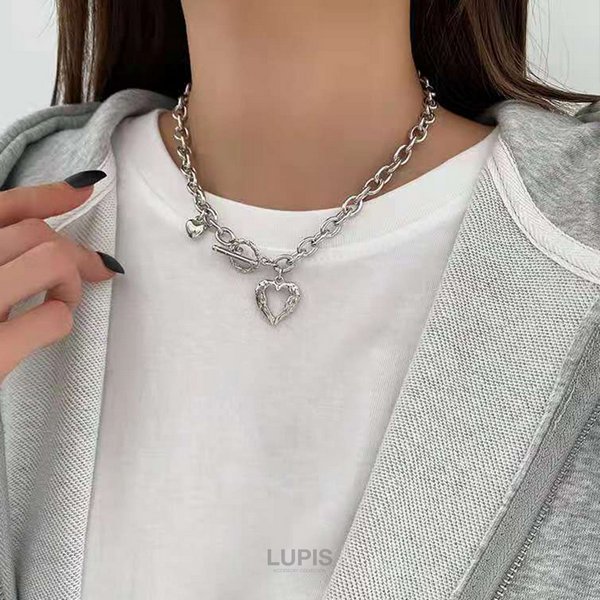 マンテルチェーンメタルハートネックレス -激安ネックレスの通販販売