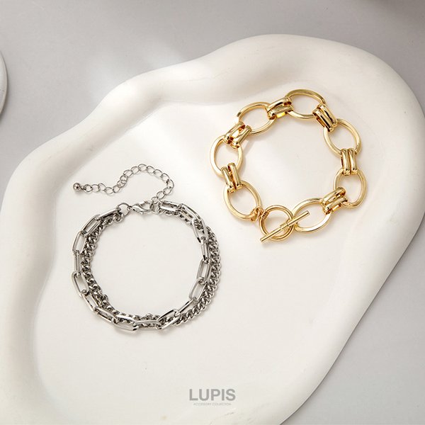 2連メタルチェーンブレスレット-激安ブレスレットの通販販売-ルピス(LUPIS)