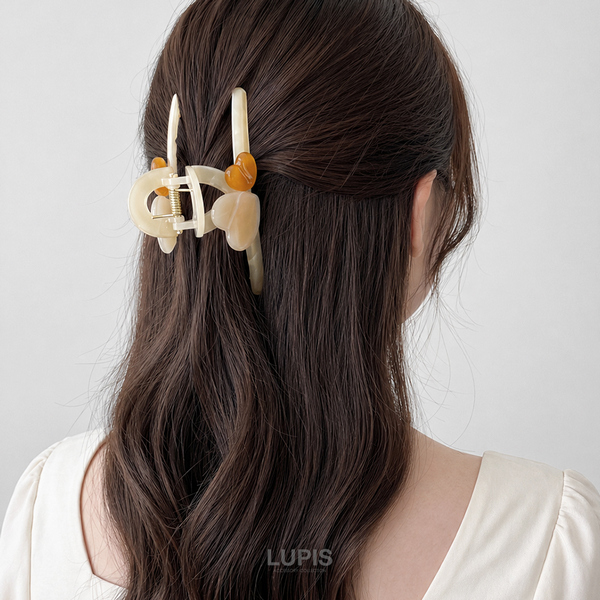 マーブルハートバンスクリップ-激安ヘアアクセサリーの通販販売-ルピス
