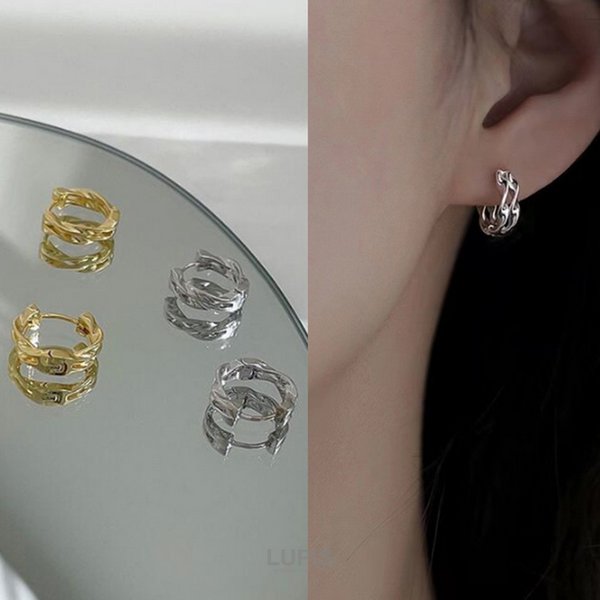 ダブルツイストラインフープピアス - ピアスを激安で通販販売