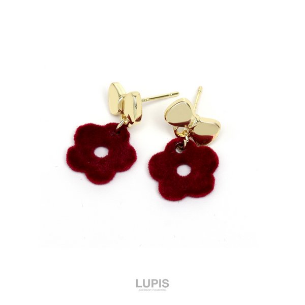 リボン×ベロアフラワーピアス - ピアスを激安で通販販売