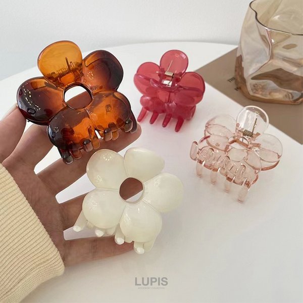 クリアカラーフラワーバンスクリップ - ヘアアクセサリーを激安で通販