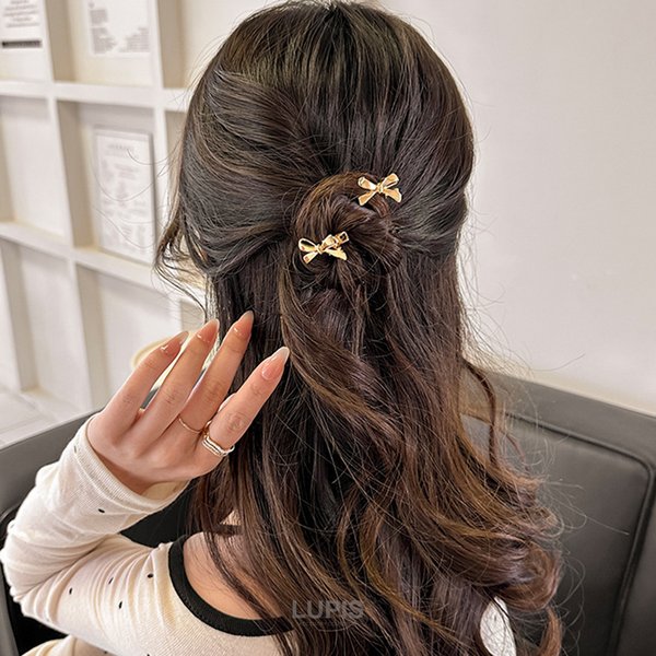 メタルリボンミニヘアクリップ - ヘアアクセサリーを激安で通販販売  