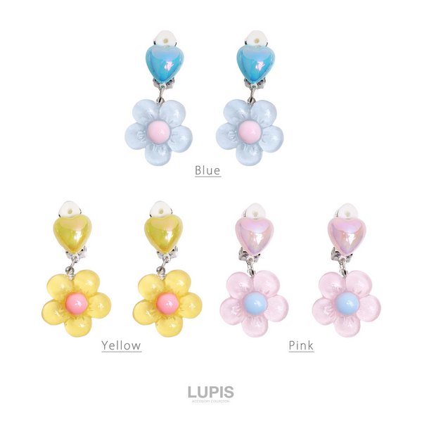 パートりんご様　iriey lupilien2点おまとめ ハート×フラワークリップイヤリング - イヤリングを激安で通販
