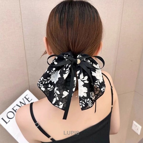 レトロフラワーリボンシュシュ - ヘアアクセサリーを激安で通販販売