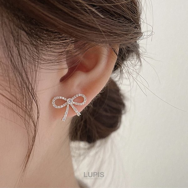 リボン×パールチェーンバックキャッチピアス - ピアスを激安で通販販売