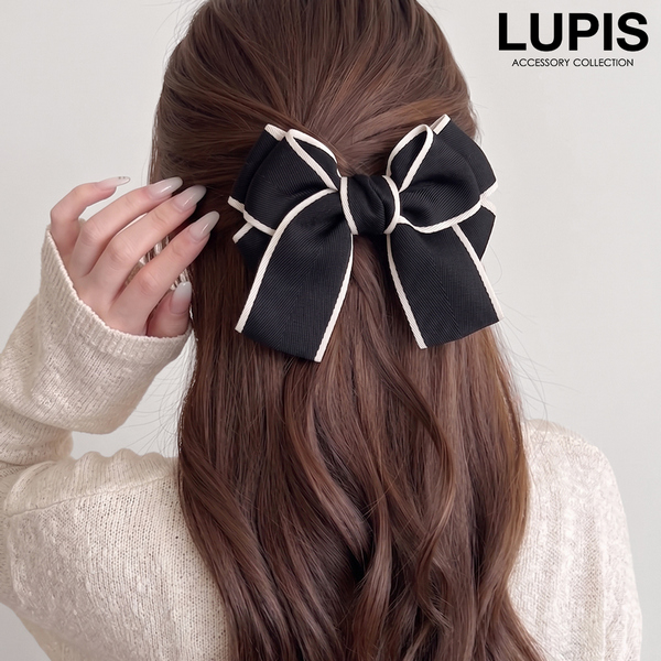 バイカラーリボンヘアクリップ - ヘアアクセサリーを激安で通販販売