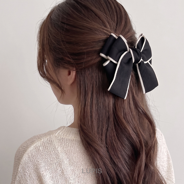 バイカラーリボンヘアクリップ - ヘアアクセサリーを激安で通販販売