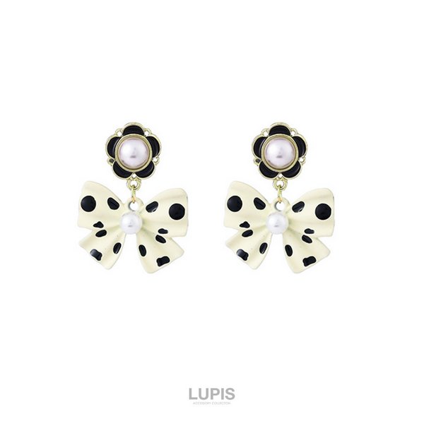ドット柄リボンピアス - ヘアアクセサリーを激安で通販販売