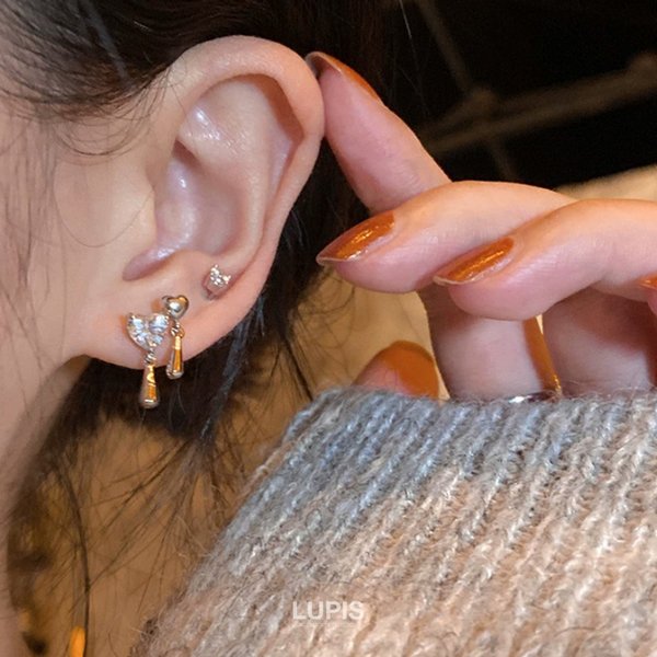 バタフライ×2連ハートピアスセット激安通販 - ピアスを激安で