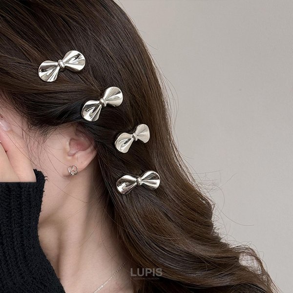 メタルラウンドリボンミニヘアクリップ激安通販 - ヘアアクセサリーを
