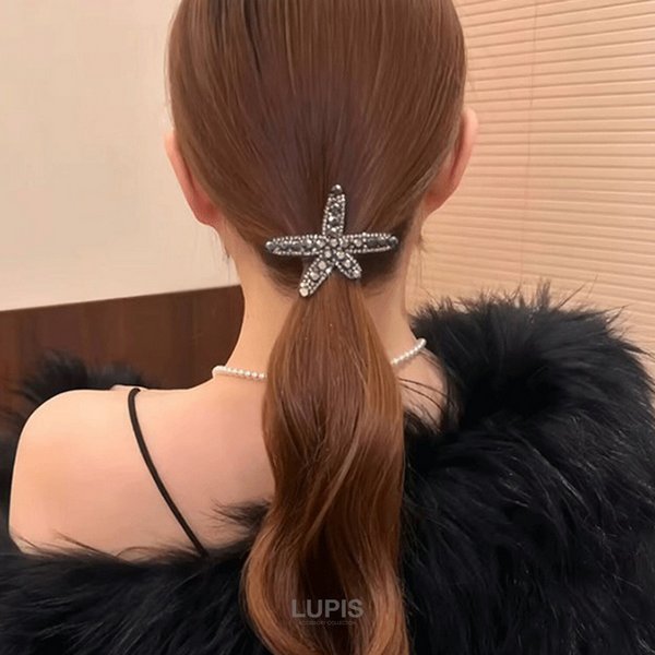フェイクファー ヘアクリップ クリスタル付き フェイクファークリップ（ヘッドアクセサリー） | Grandedge