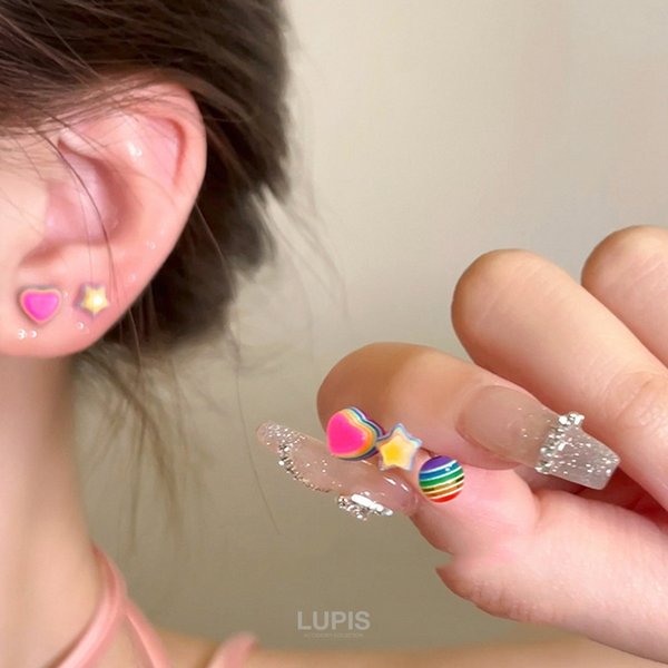 スター×ハートレインボーピアス激安通販 - ピアスを激安で通販販売