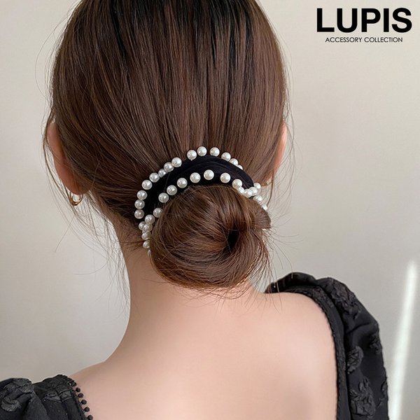 パールラインワイドジャージヘアゴム-激安ヘアアクセサリーの