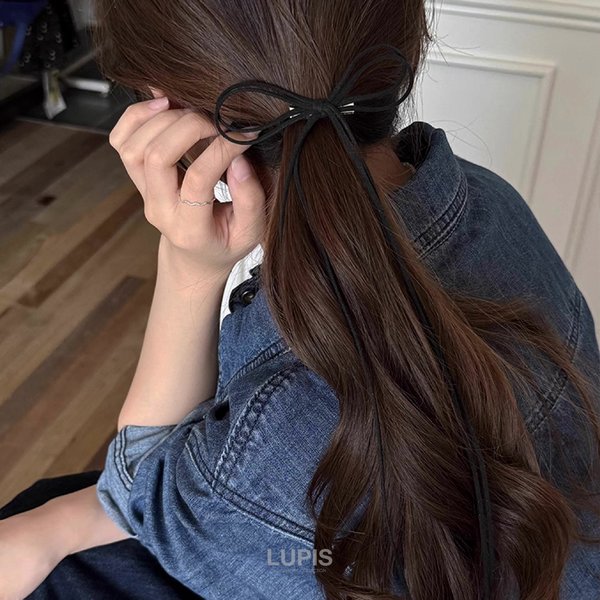 スエードロングリボンヘアクリップ - ヘアアクセサリーを激安で通販