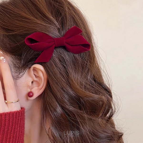 ベロアリボンヘアクリップ-激安ヘアアクセサリーの通販販売-ルピス(LUPIS)