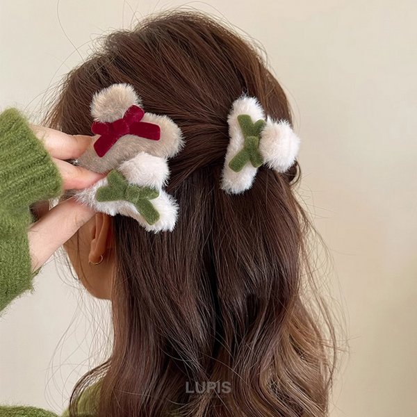 ベロアリボンミニファーヘアクリップ - ヘアアクセサリーを激安で通販