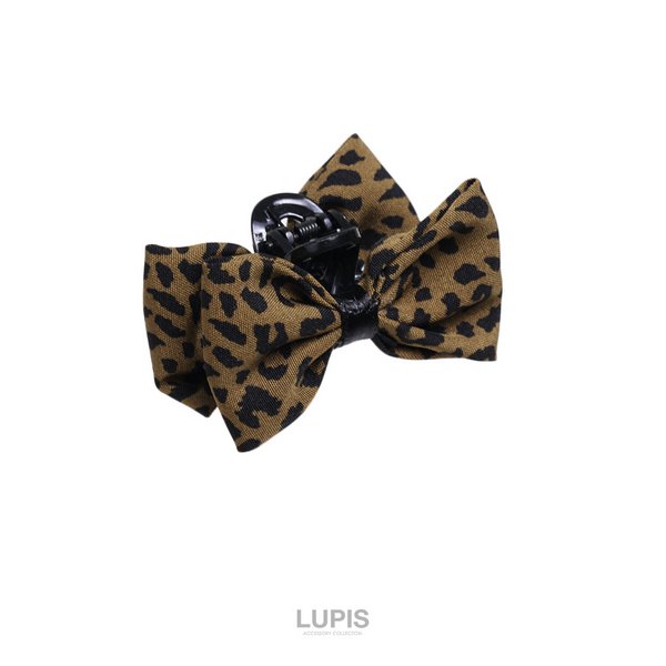 レオパード柄リボンミニヘアクリップ-激安ヘアアクセサリーの通販販売