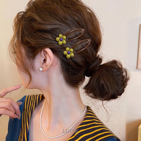 レトロガーリーフラワーぱっちんヘアピン激安通販 - ヘアアクセサリー
