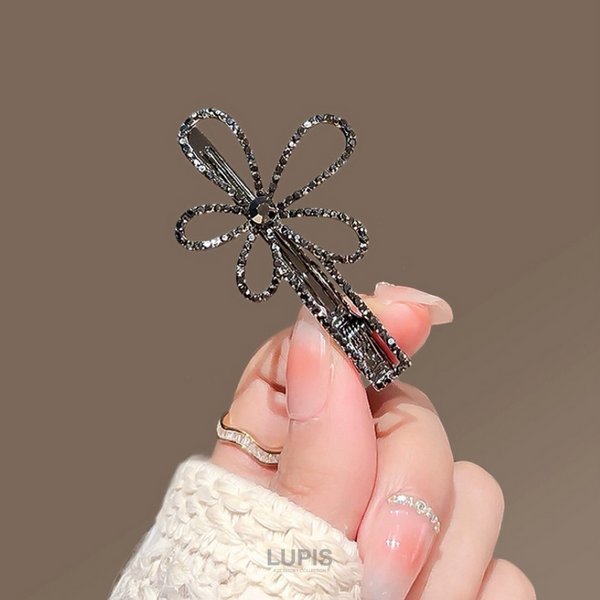 ダークストーンフラワーヘアクリップ激安通販 - ヘアアクセサリーを
