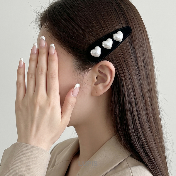 3連ハートベロア調ぱっちんヘアピン - ヘアアクセサリーを激安で通販