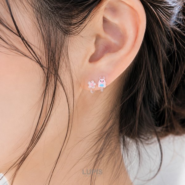 うさぎ×フラワー樹脂イヤリング - イヤリングを激安で通販販売