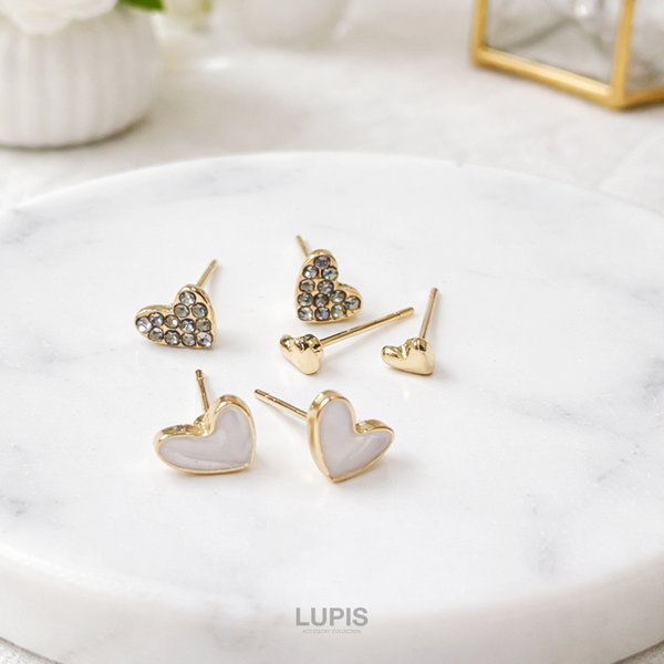 ニュアンスハートピアスセット -激安ピアスの通販販売-ルピス(LUPIS)