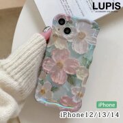 フラワープリントウェーブiPhoneケース【iPhone12・iPhone13・iPhone14】