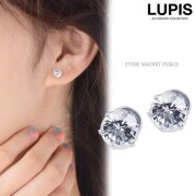 ラウンドカットストーンマグネットピアス