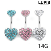 【14G】ハートパヴェバナナバーベルボディピアス・へそピアス