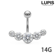【14G】クリアビジューバナナバーベルボディピアス・へそピアス