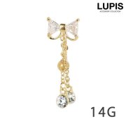 【14G】ゴールドリボンバナナバーベルボディピアス・へそピアス