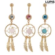 【14G】ゴールドドリームキャッチバナナバーベルボディピアス・へそピアス