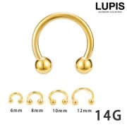 【14G】ゴールドシンプルサーキュラーバーベルボディピアス