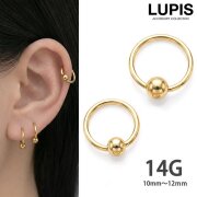 【14G】ゴールドシンプルキャプティブビーズリングボディピアス