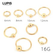 【16G】ゴールドシンプルキャプティブビーズリングボディピアス