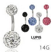 【14G】カラーパヴェバナナバーベルボディピアス・へそピアス