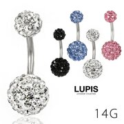 【14G】カラーパヴェバナナバーベルボディピアス・へそピアス