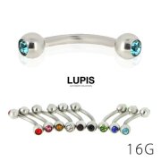 【16G】ダブルジュエルバナナバーベルボディピアス・へそピアス