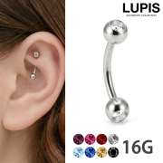 【16G】ダブルジュエルバナナバーベルボディピアス・へそピアス