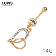 【14G】ゴールドハートバナナバーベルボディピアス・へそピアス