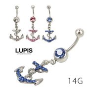 【14G】イカリモチーフバナナバーベルボディピアス・へそピアス