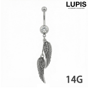 【14G】ツインウイングバナナバーベルボディピアス・へそピアス