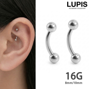 【16G】シルバーシンプルバナナバーベルボディピアス・へそピアス