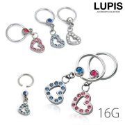 【16G】ハートチャームキャプティブジュエルビーズリングボディピアス